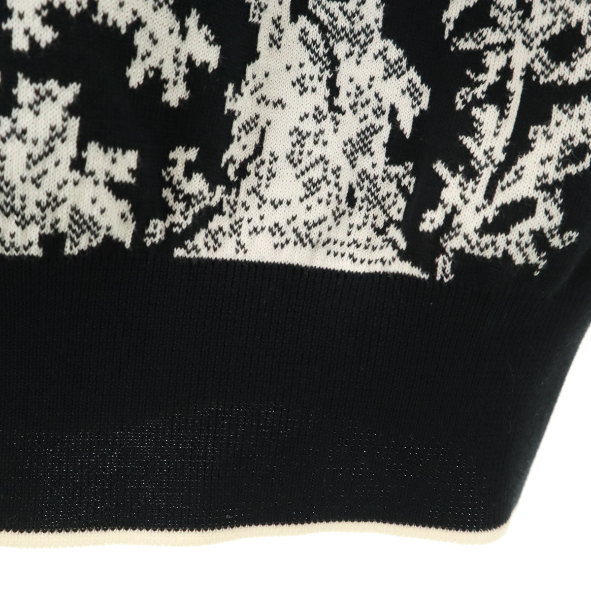 美品 LANVIN LA COLLECTION ランバンコレクション 日本製 総柄 長袖 ニットカーディガン 40 ブラック レディース