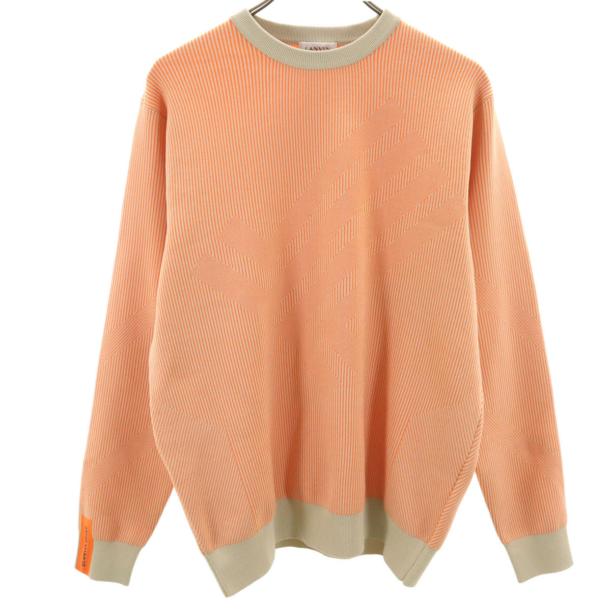 美品 LANVIN SPORT ランバンスポール ストライプ柄 長袖 ニット 40 オレンジ メンズ