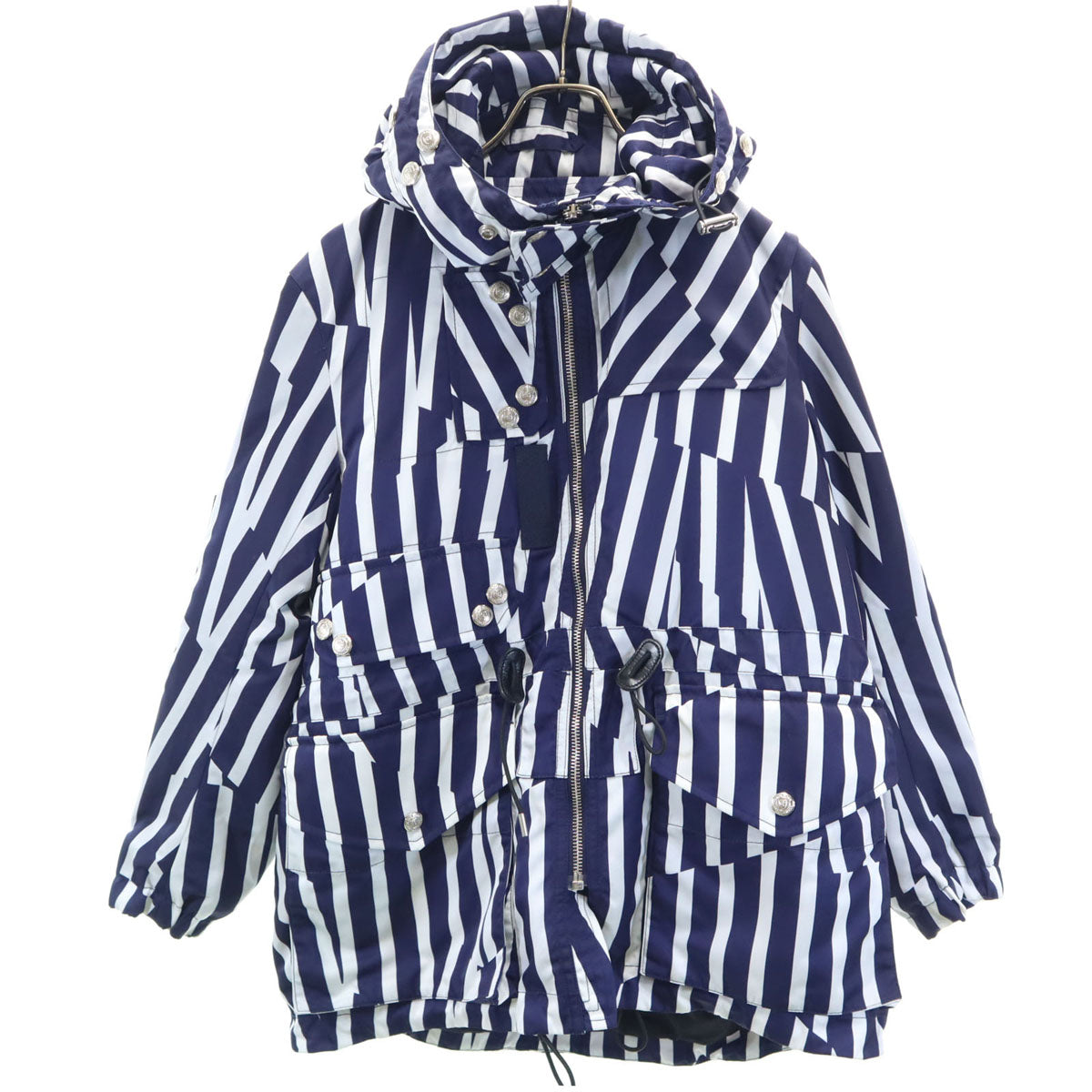BLACK LABEL CRESTBRIDGE ブラックレーベルクレストブリッジ 16SS ストライプ柄 ナイロンジャケット M ブルー ミハラヤスヒロ 三陽商会 フーディー メンズ