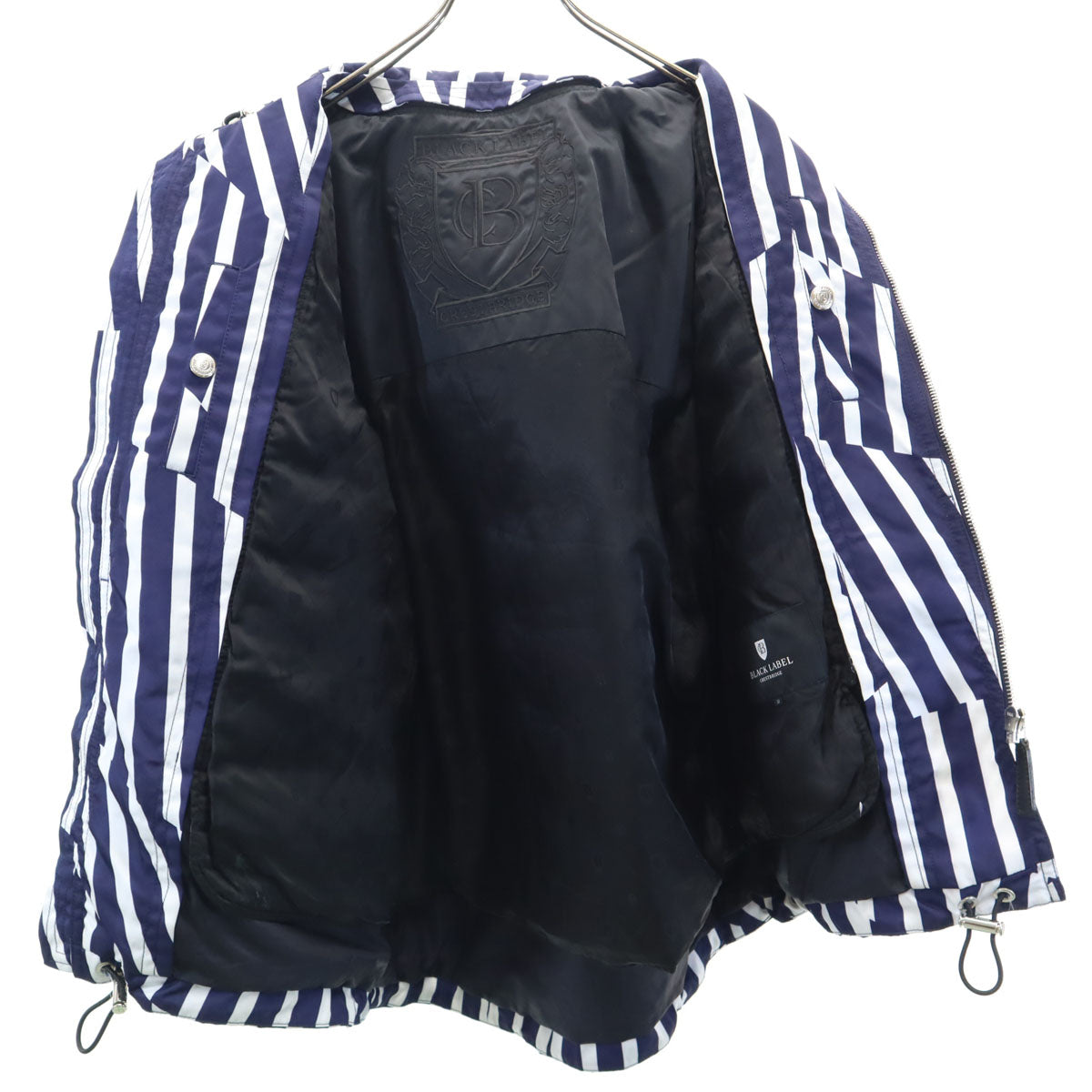BLACK LABEL CRESTBRIDGE ブラックレーベルクレストブリッジ 16SS ストライプ柄 ナイロンジャケット M ブルー ミハラヤスヒロ 三陽商会 フーディー メンズ