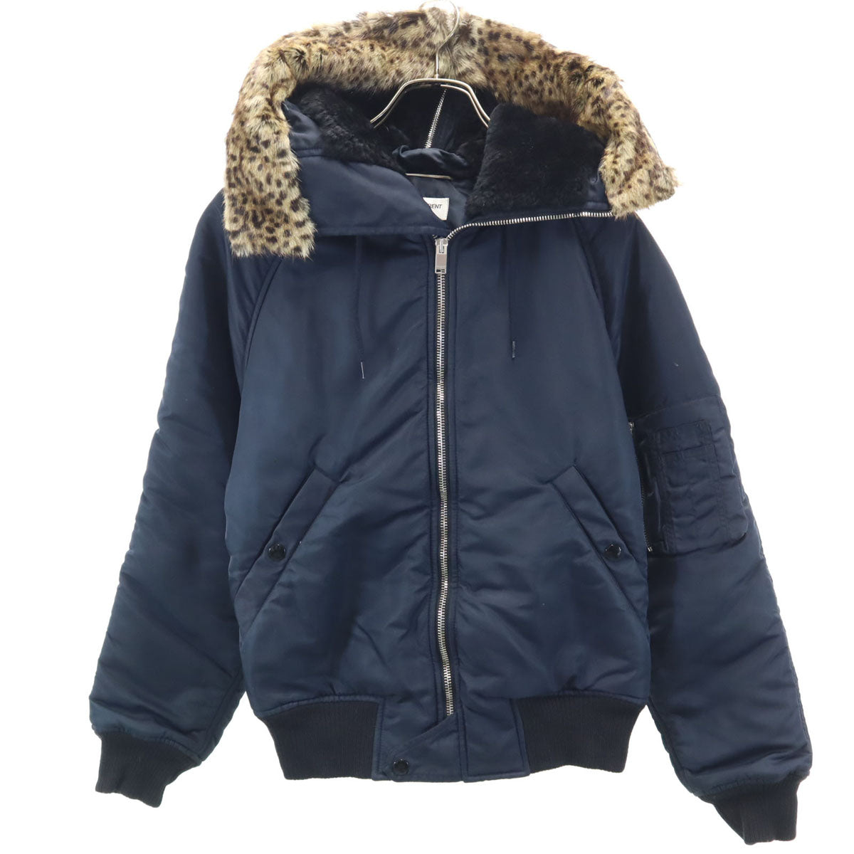 SAINT LAURENT サンローラン 15AW イタリア製 マーモットファー N-2B ミリタリージャケット 42 ネイビー フライトジャケット メンズ