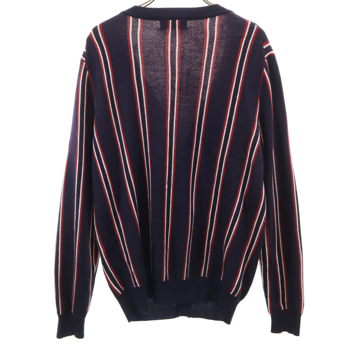 FRED PERRY フレッドペリー ストライプ 長袖 Vネック カーディガン S ネイビー系 メンズ