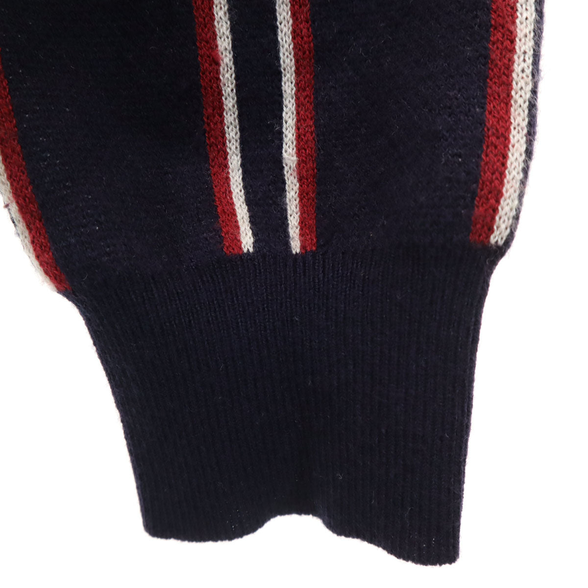 FRED PERRY フレッドペリー ストライプ 長袖 Vネック カーディガン S ネイビー系 メンズ