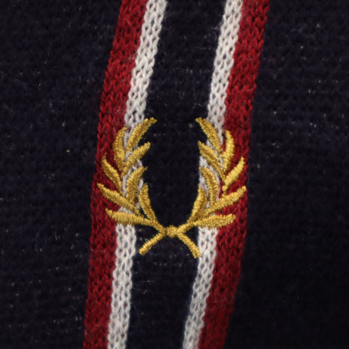 FRED PERRY フレッドペリー ストライプ 長袖 Vネック カーディガン S ネイビー系 メンズ