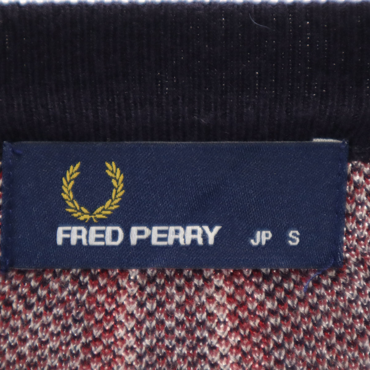 FRED PERRY フレッドペリー ストライプ 長袖 Vネック カーディガン S ネイビー系 メンズ