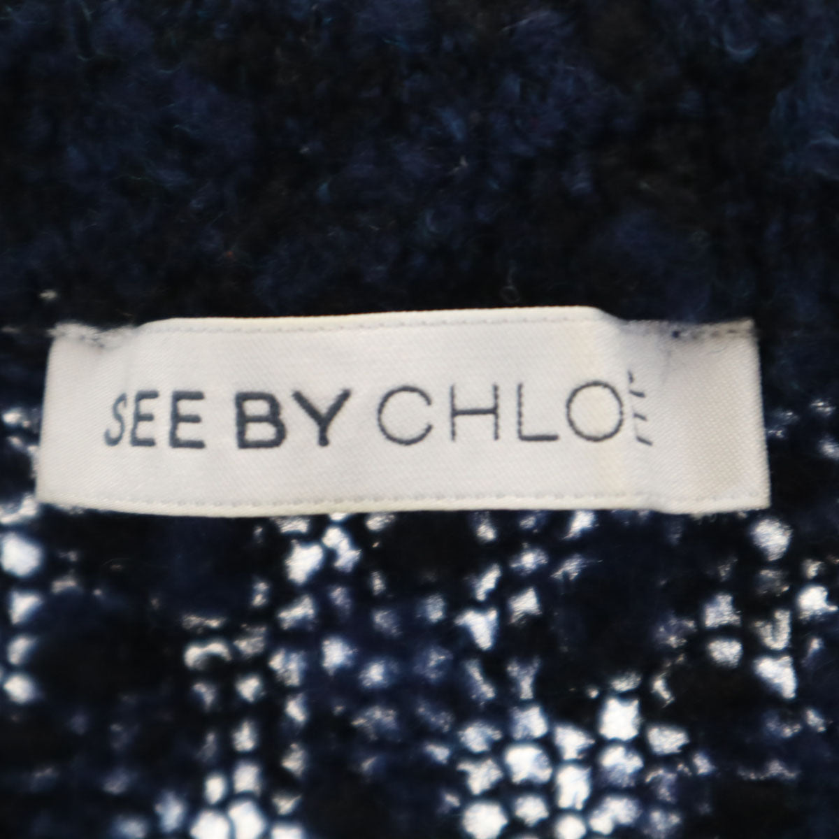 SEE BY CHLOE シーバイクロエ 半袖 ニット ワンピース 38 ネイビー レディース