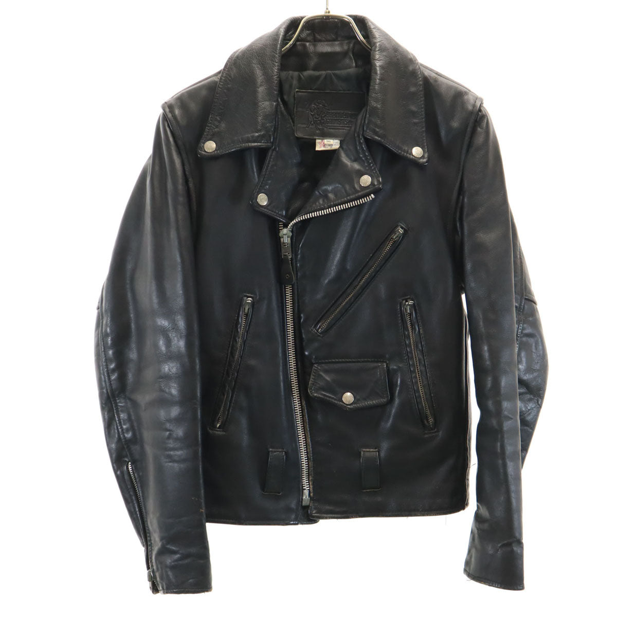 BRANDED GARMENTS ブランデッドガーメンツ 80s USA製 ヴィンテージ 本革レザー ダブルライダースジャケット 36 ブラック メンズ