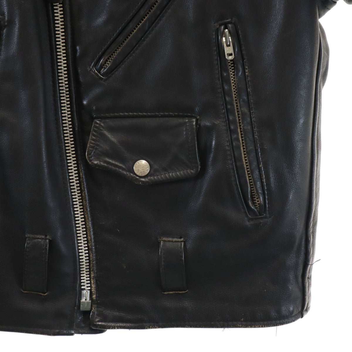 BRANDED GARMENTS ブランデッドガーメンツ 80s USA製 ヴィンテージ 本革レザー ダブルライダースジャケット 36 ブラック メンズ