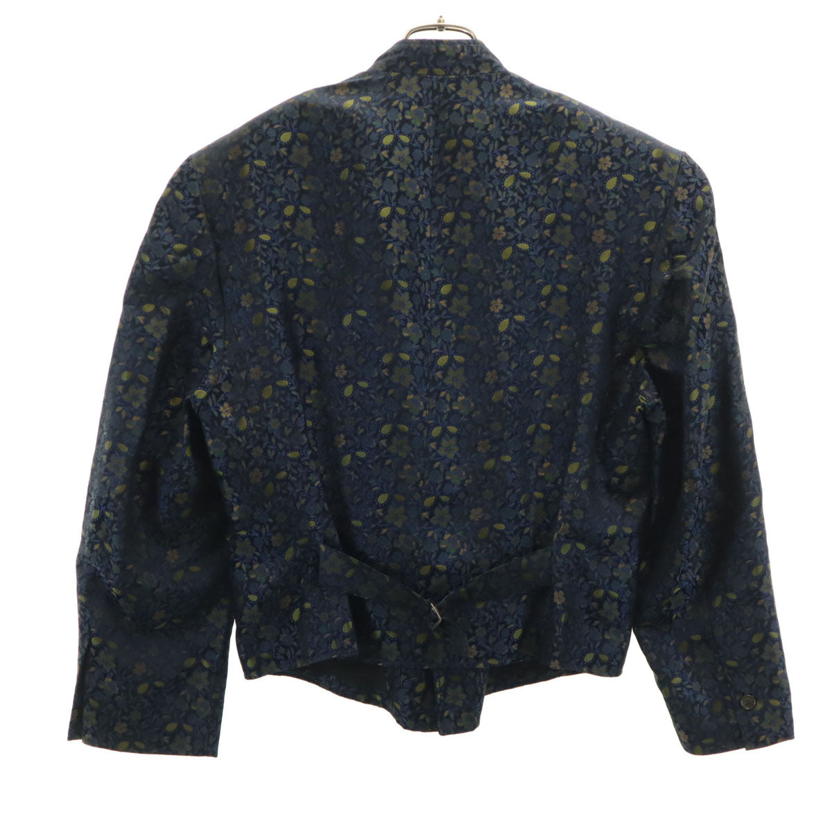 KENZO ケンゾー 90s 日本製 シルク オールド 花柄 スタンドカラー ジャケット F ネイビー レディース