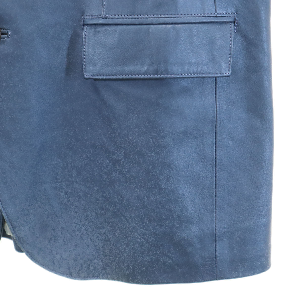 LANVIN LA COLLECTION ランバンコレクション 日本製 羊革レザー テーラードジャケット 52 青紺 メンズ