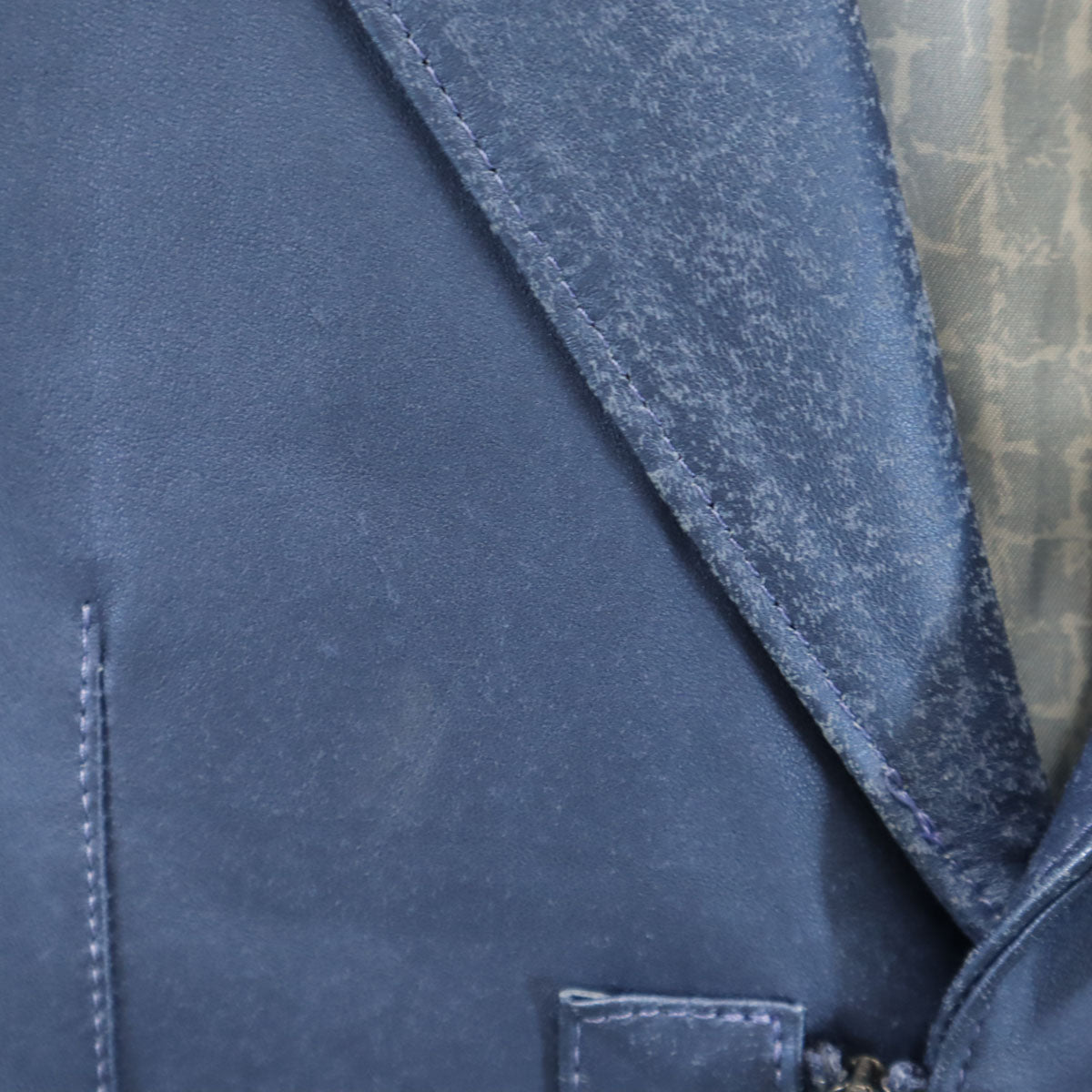 LANVIN LA COLLECTION ランバンコレクション 日本製 羊革レザー テーラードジャケット 52 青紺 メンズ