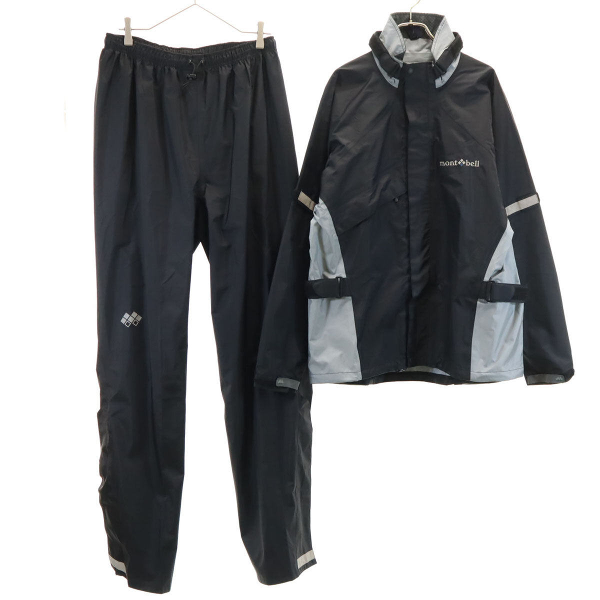 mont-bell モンベル ナイロンジャケット 上下 セットアップ L ブラック アウトドア メンズ