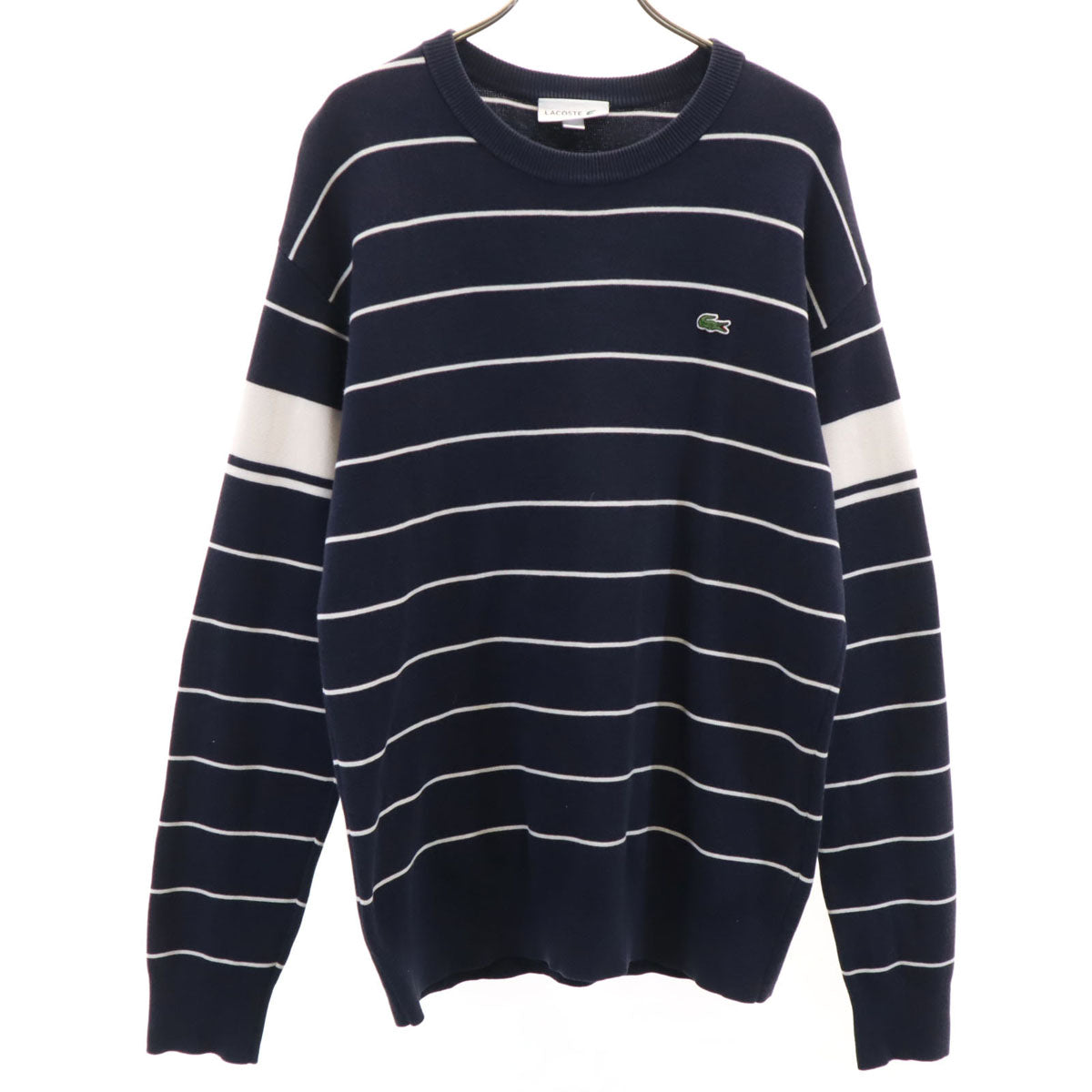 LACOSTE ラコステ ボーダー柄 長袖 セーター S ネイビー ニット メンズ