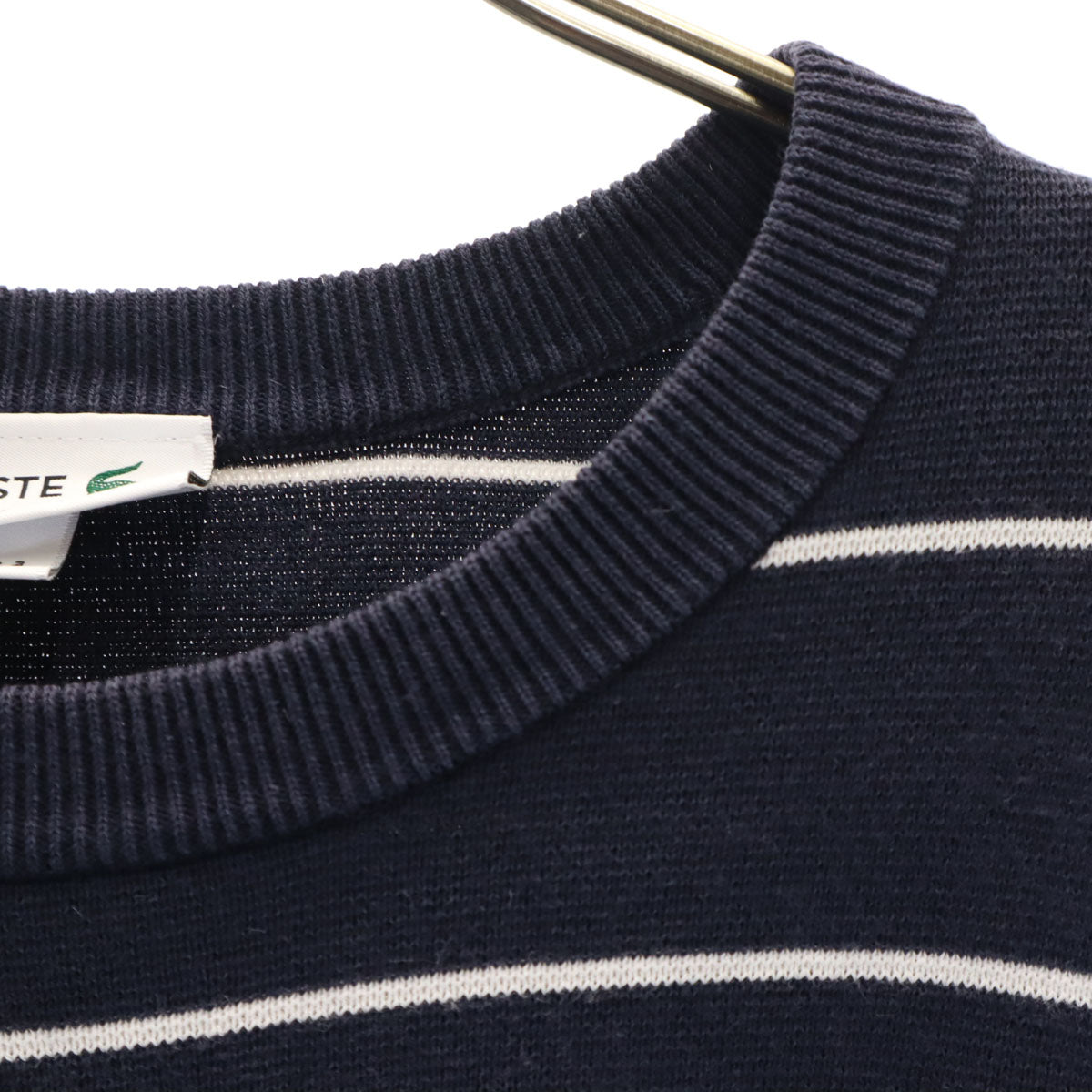 LACOSTE ラコステ ボーダー柄 長袖 セーター S ネイビー ニット メンズ