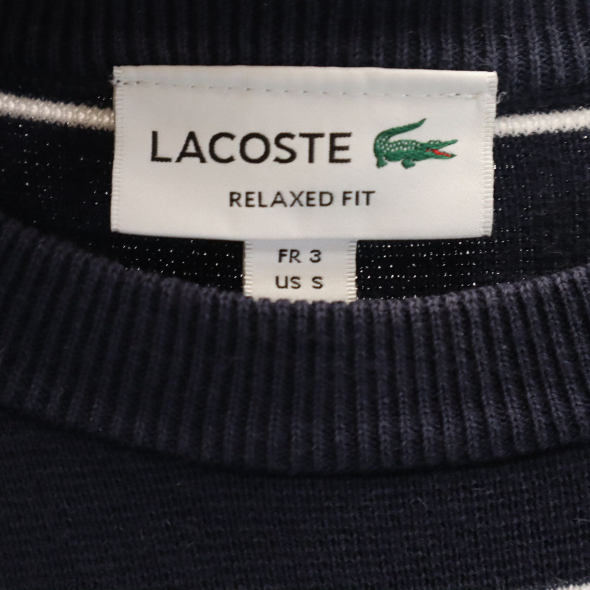 LACOSTE ラコステ ボーダー柄 長袖 セーター S ネイビー ニット メンズ