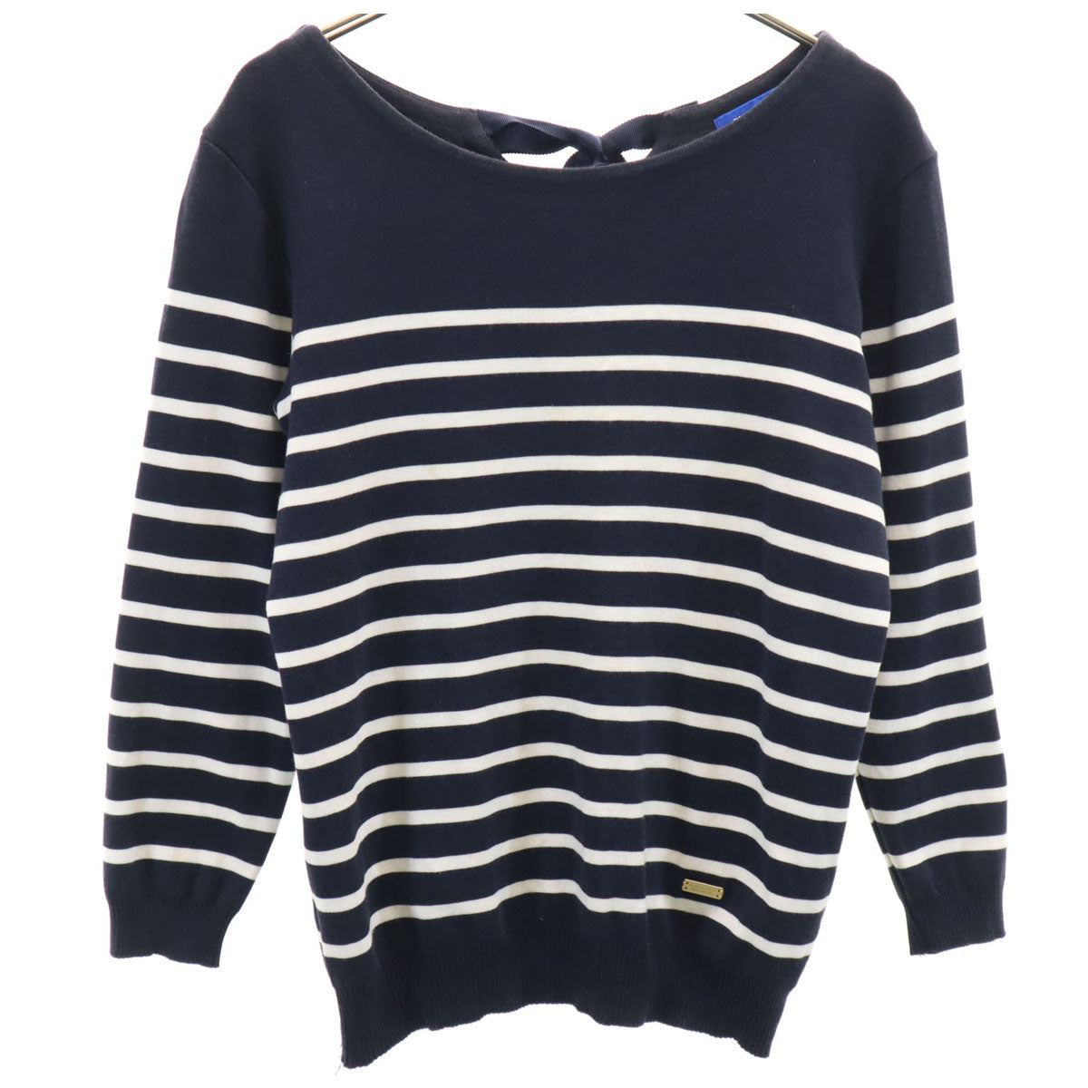 BLUE LABEL CRESTBRIDGE ブルーレーベルクレストブリッジ ボーダー柄 7分袖 カットソー 38 ネイビー トップス レディース