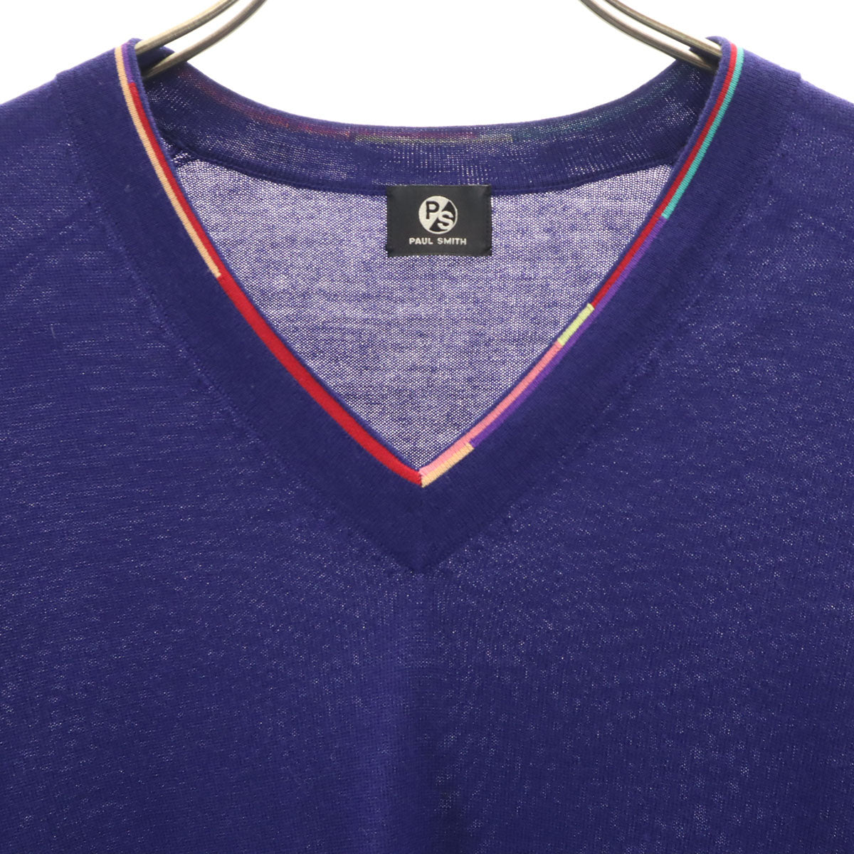 PS Paul Smith ピーエスポールスミス 長袖 Vネック ニット M 青紫 レディース