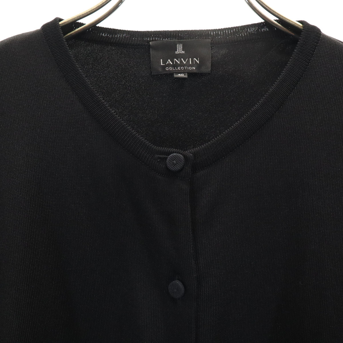 LANVIN LA COLLECTION ランバンコレクション 日本製 長袖 カーディガン 40 ブラック レディース