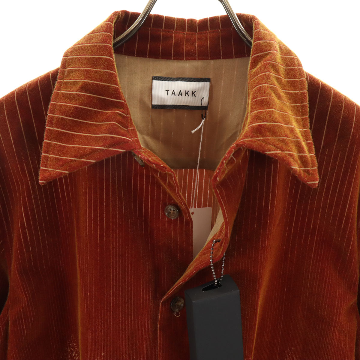 美品 TAAKK ターク 日本製 長袖 フロック加工 シャツ 2 ブラウン メンズ