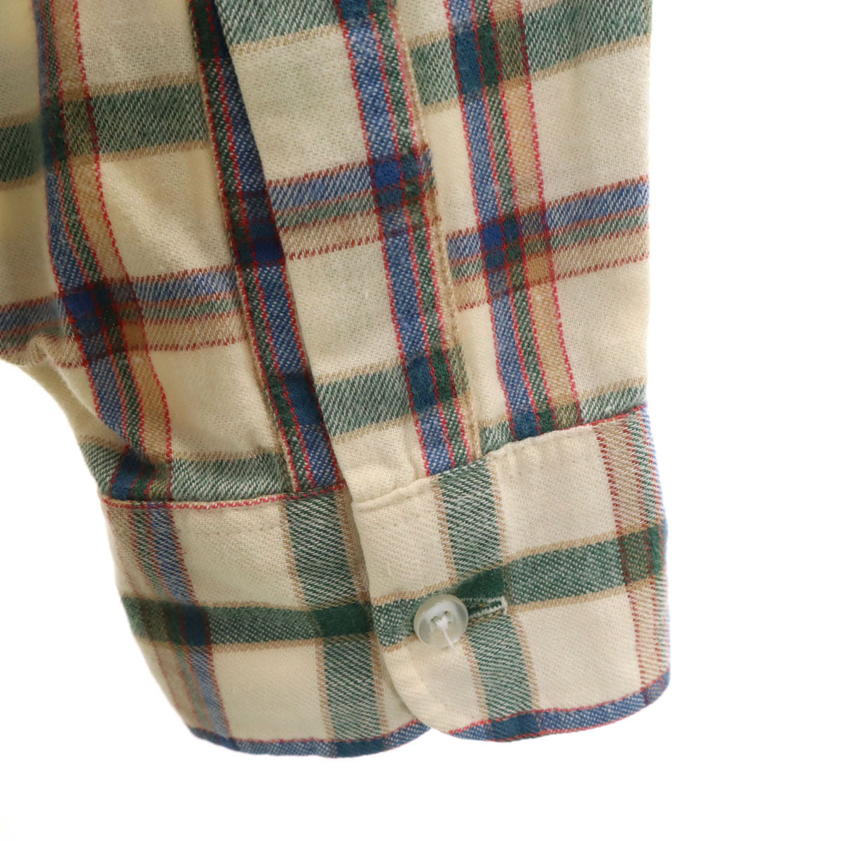 L.L.Bean エルエルビーン 90s USA製 オールド チェック柄 長袖 コットンネル ボタンダウンシャツ M ベージュ アウトドア メンズ