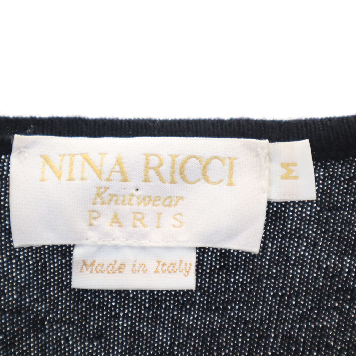 NINA RICCI ニナリッチ イタリア製 長袖 ニットカーディガン M ブラック レディース