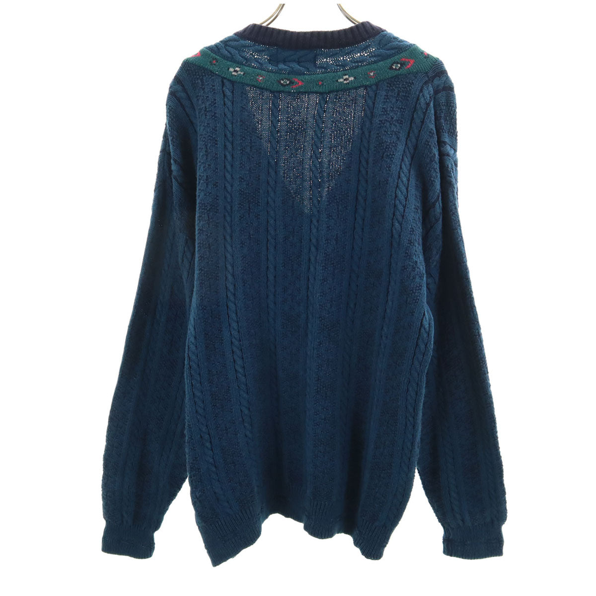 WOOLRICH ウールリッチ 80s ヴィテージ USA製 ノルディック柄 長袖 Vネック セーター M ブルー メンズ