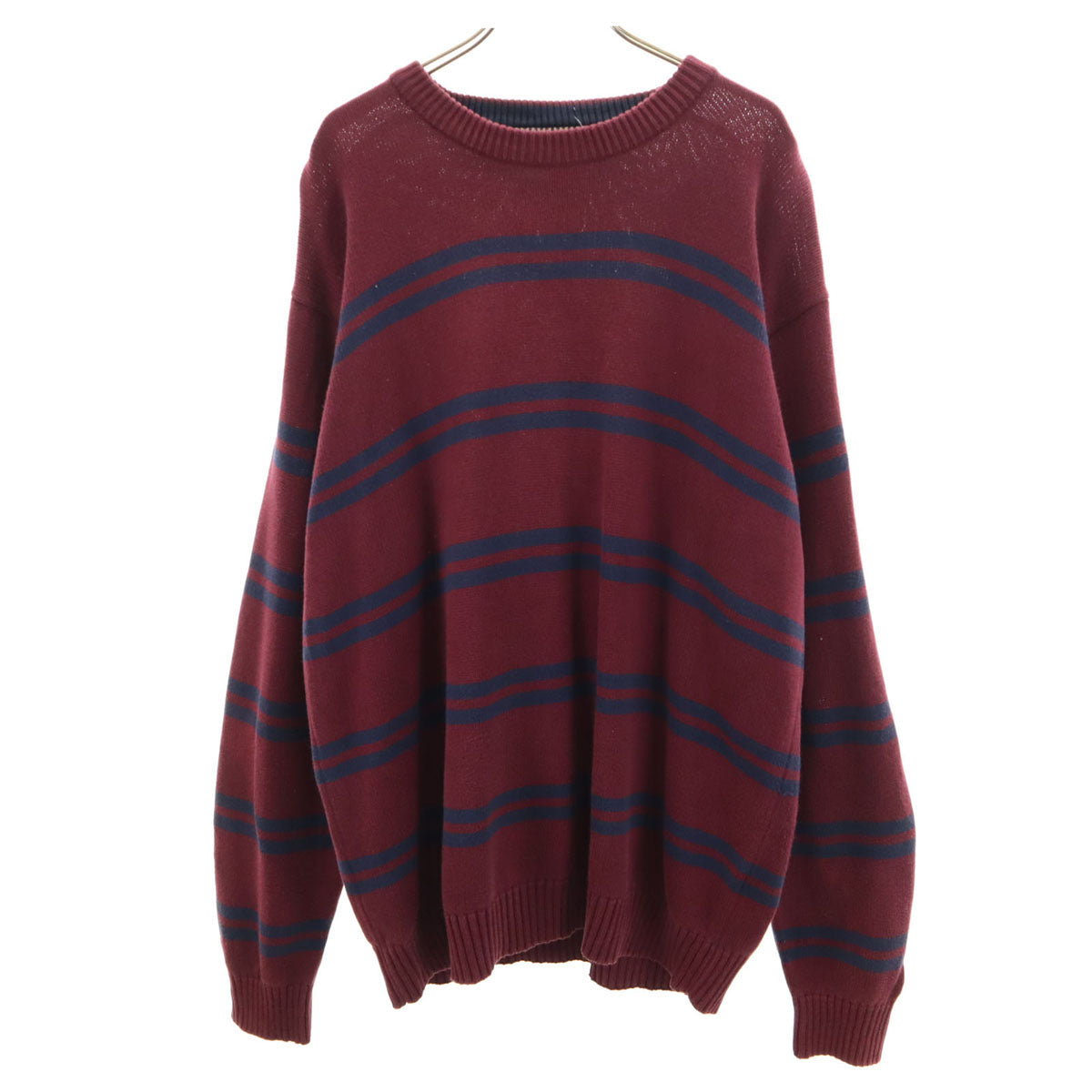 TOMMY HILFIGER トミーヒルフィガー 90s オールド ボーダー柄 長袖 セーター M バーガンディ メンズ