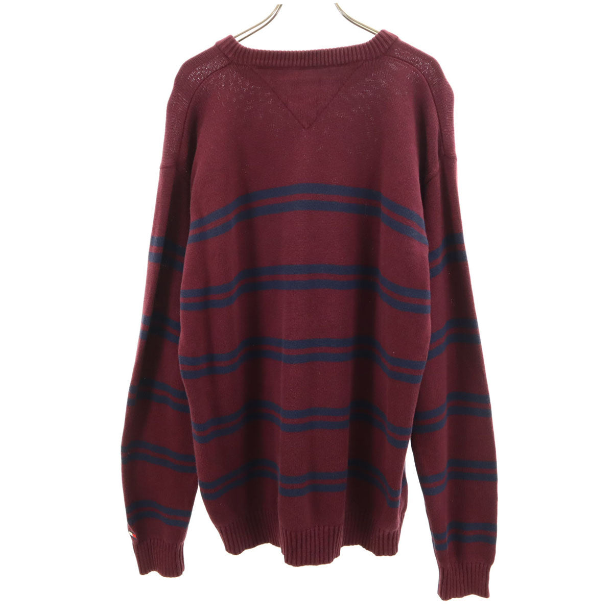 TOMMY HILFIGER トミーヒルフィガー 90s オールド ボーダー柄 長袖 セーター M バーガンディ メンズ
