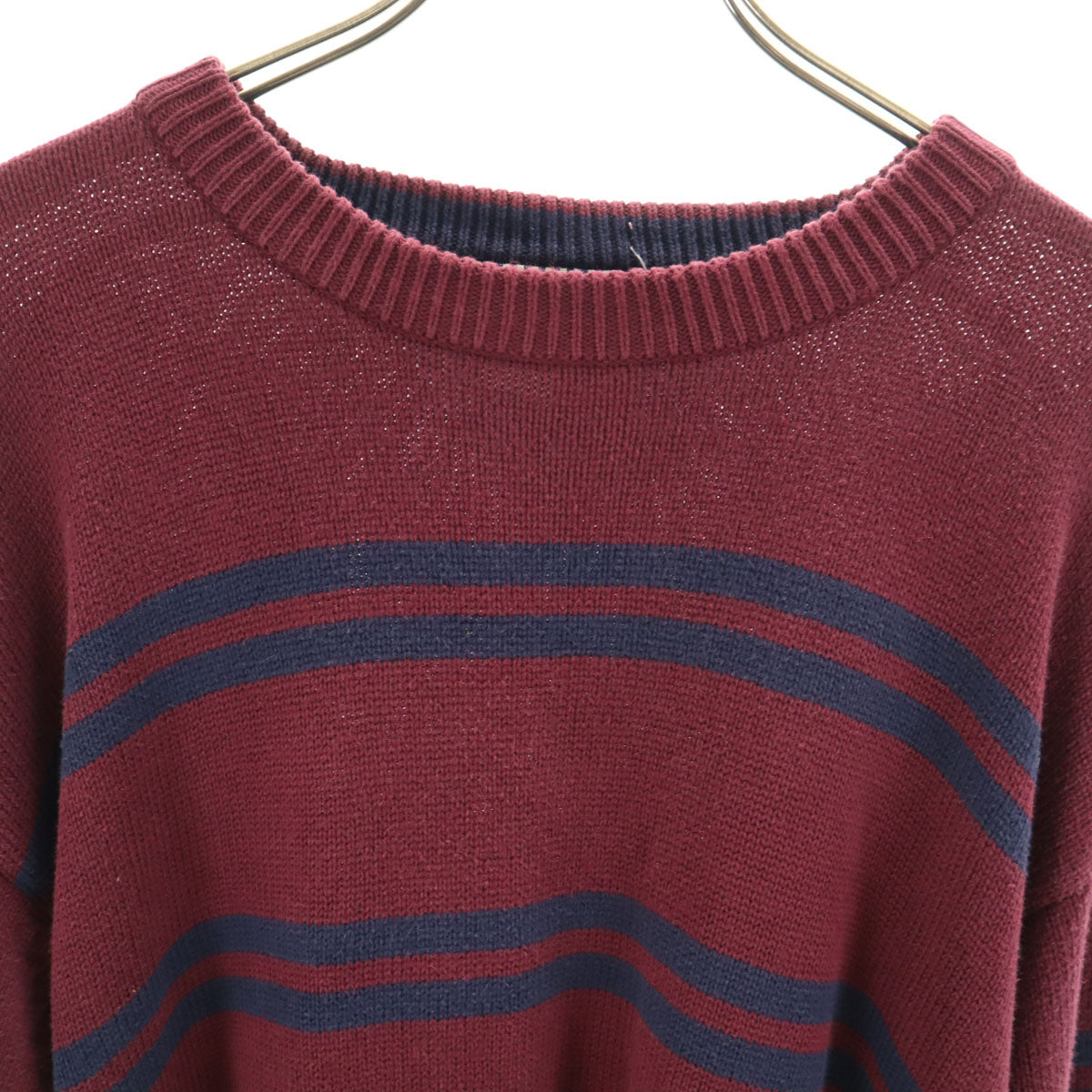 TOMMY HILFIGER トミーヒルフィガー 90s オールド ボーダー柄 長袖 セーター M バーガンディ メンズ