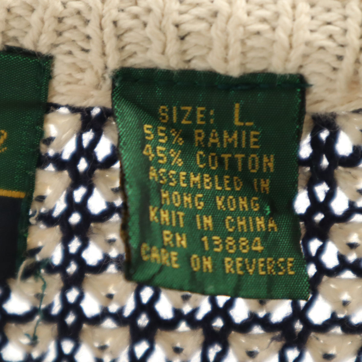 VAN HEUSEN ヴァンヒューゼン 80s 90s オールド ポップコーン編み 長袖 モックネック セーター L ネイビー メンズ