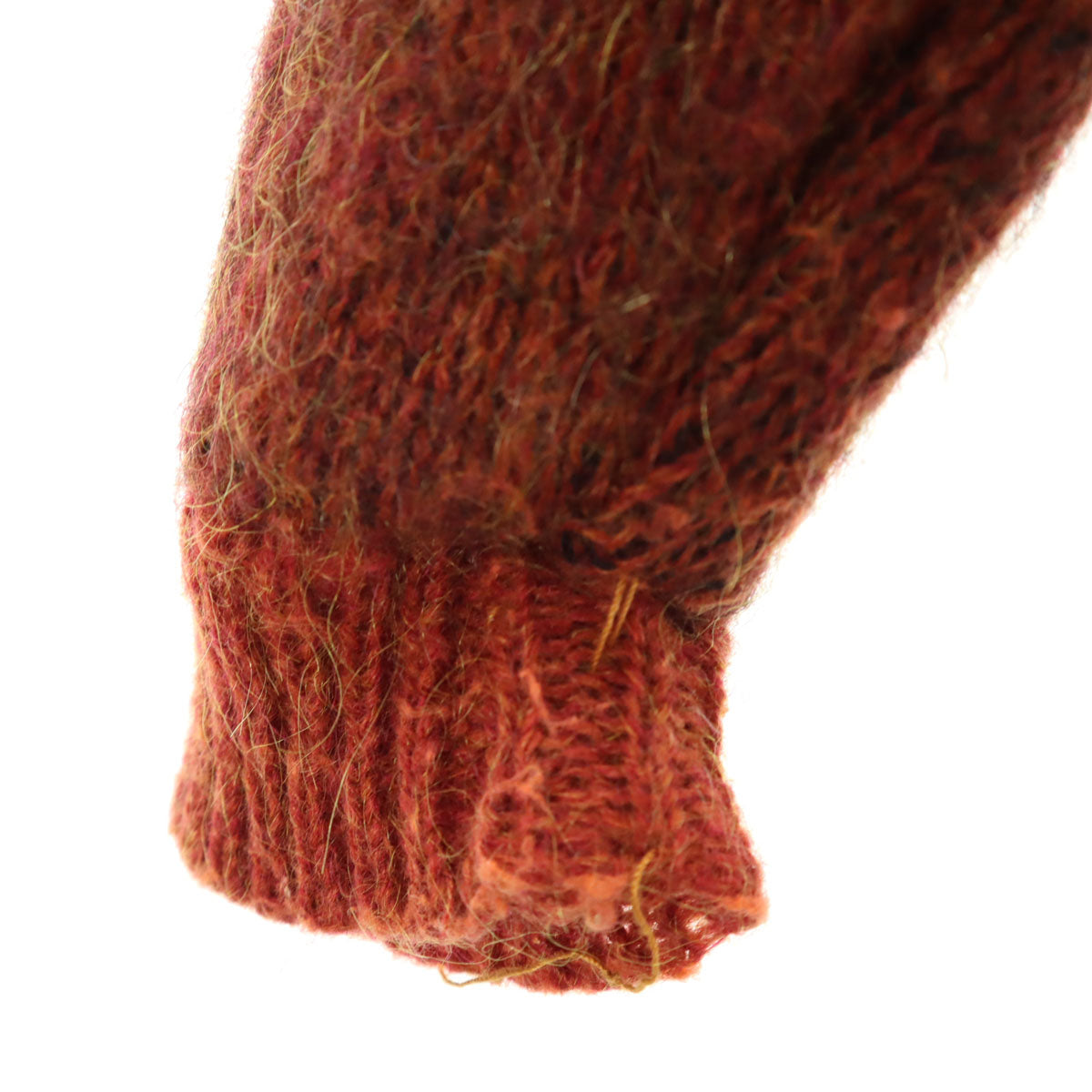 60s 70s ヴィンテージ アーガイル柄 長袖 モヘア カーディガン オレンジ メンズ