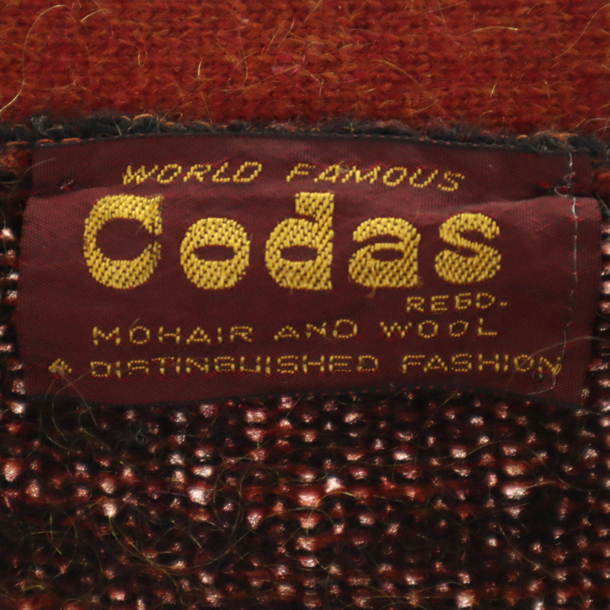 60s 70s ヴィンテージ アーガイル柄 長袖 モヘア カーディガン オレンジ メンズ