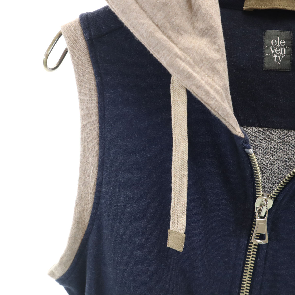 eleventy イレブンティ イタリア製 ノースリーブ ジップパーカー S ネイビー メンズ