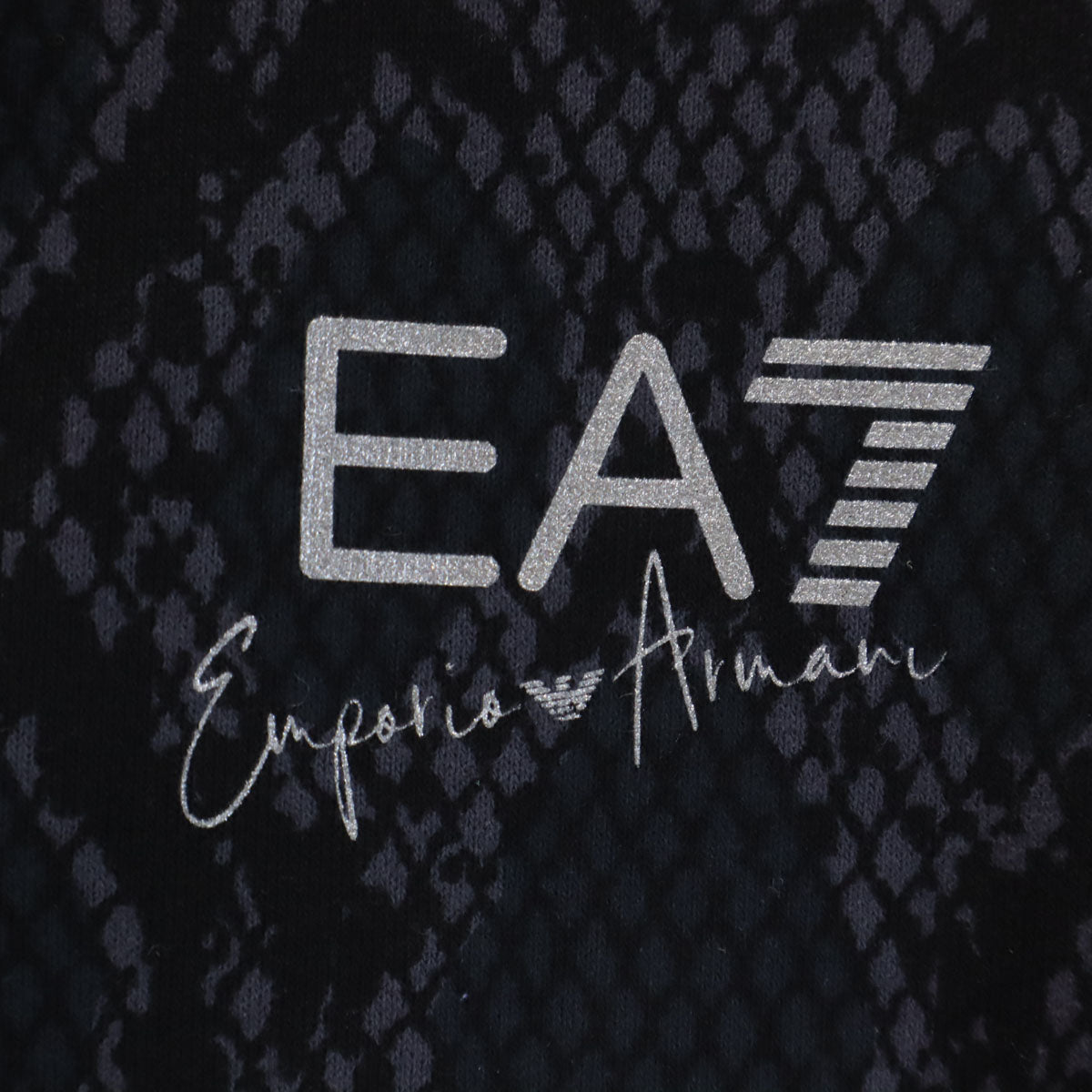 美品 Emporio Armani エンポリオアルマーニ パイソン柄 スウェット ジップジャケット 上下 セットアップ S/M ブラック EA7 メンズ