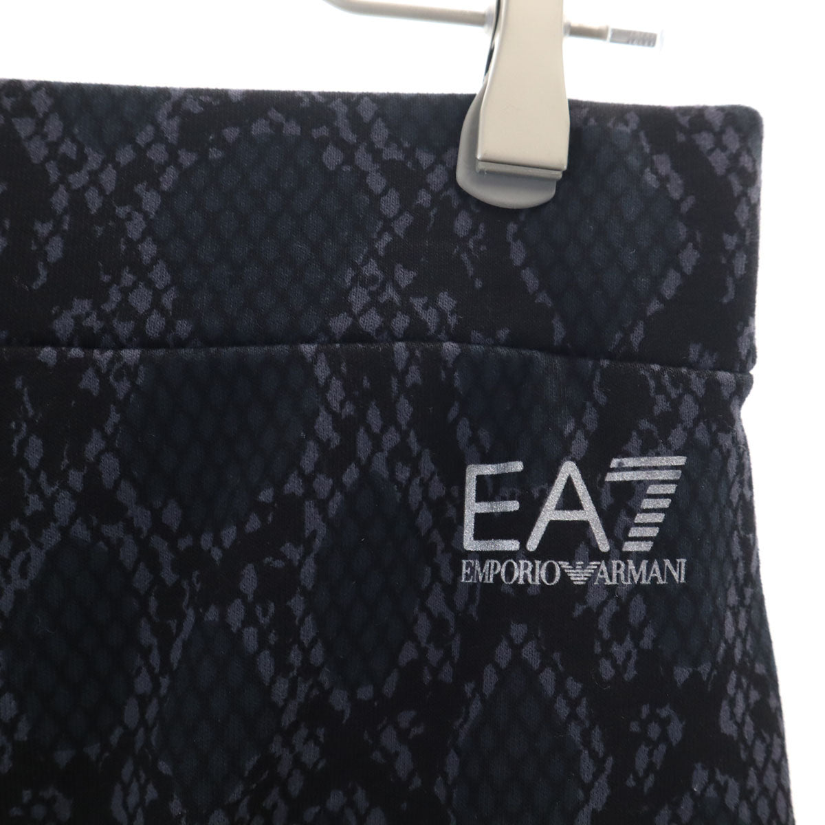 美品 Emporio Armani エンポリオアルマーニ パイソン柄 スウェット ジップジャケット 上下 セットアップ S/M ブラック EA7 メンズ
