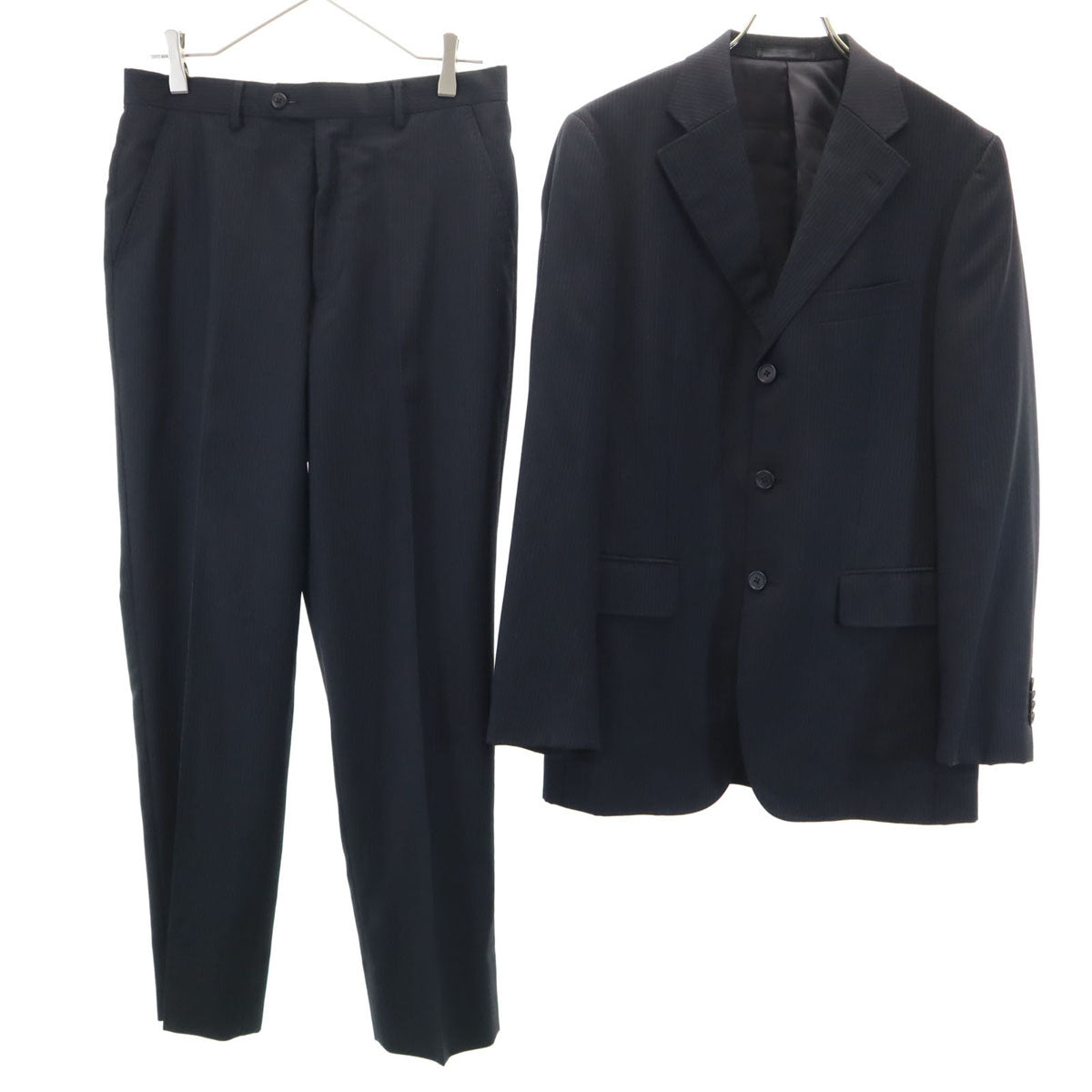 Paul Smith LONDON ポールスミスロンドン 日本製 ストライプ柄 スーツ 上下 セットアップ L ブラック メンズ