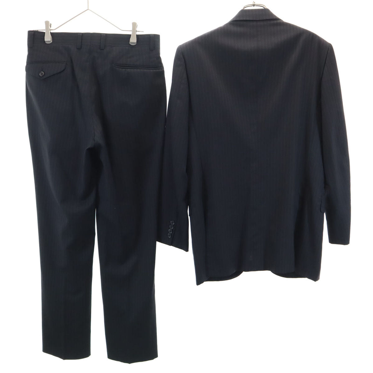 BURBERRY LONDON バーバリーロンドン 日本製 ストライプ柄 スーツ 上下 セットアップ A6/A5 ブラック 三陽商会 メンズ