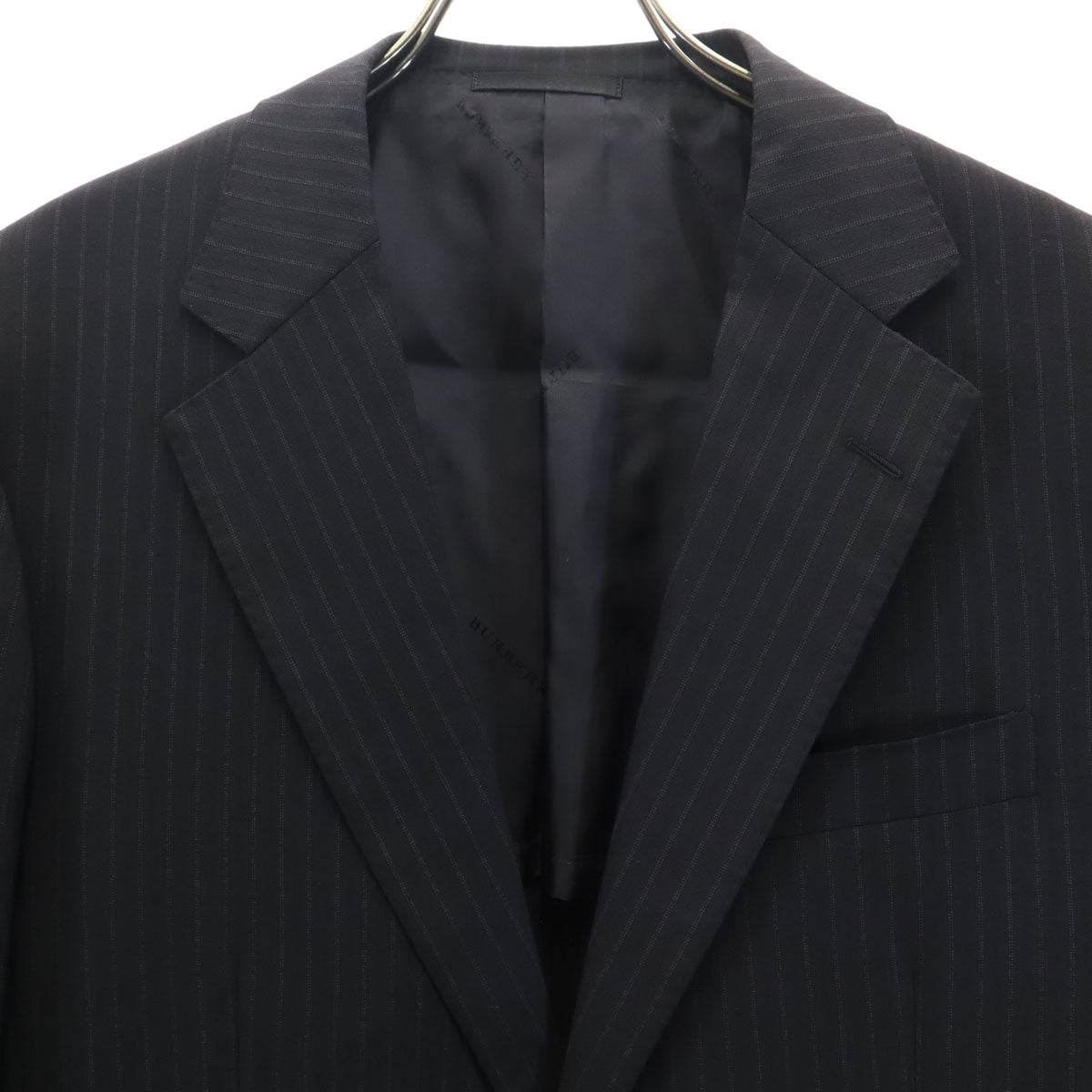 BURBERRY LONDON バーバリーロンドン 日本製 ストライプ柄 スーツ 上下 セットアップ A6/A5 ブラック 三陽商会 メンズ