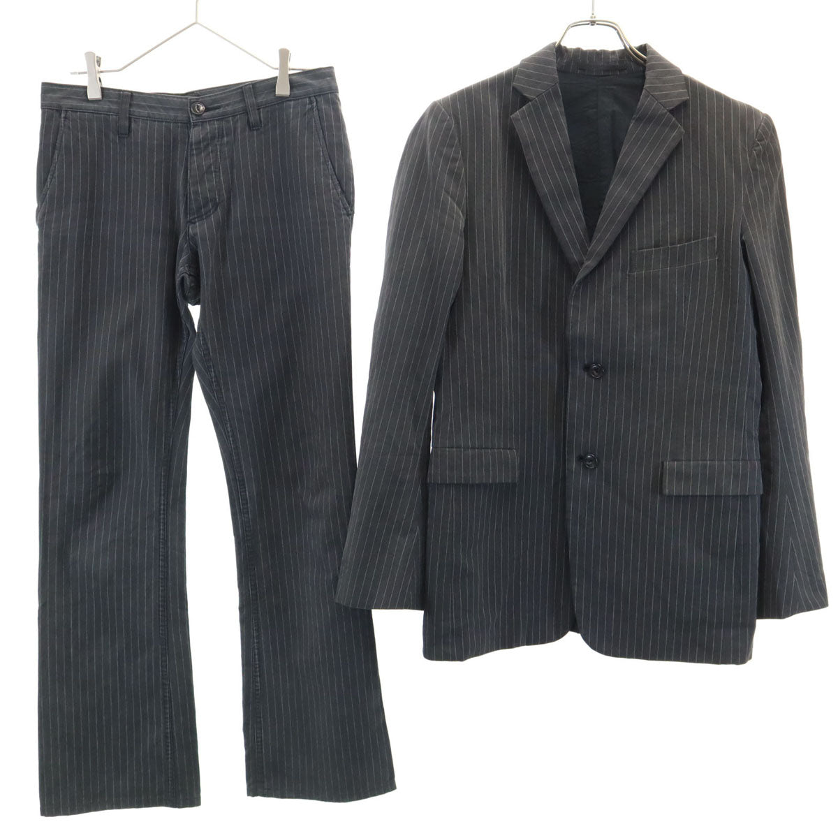 ATTACHMENT アタッチメント 日本製 ストライプ柄 テーラードジャケット 上下 セットアップ 2/1 チャコールグレー メンズ