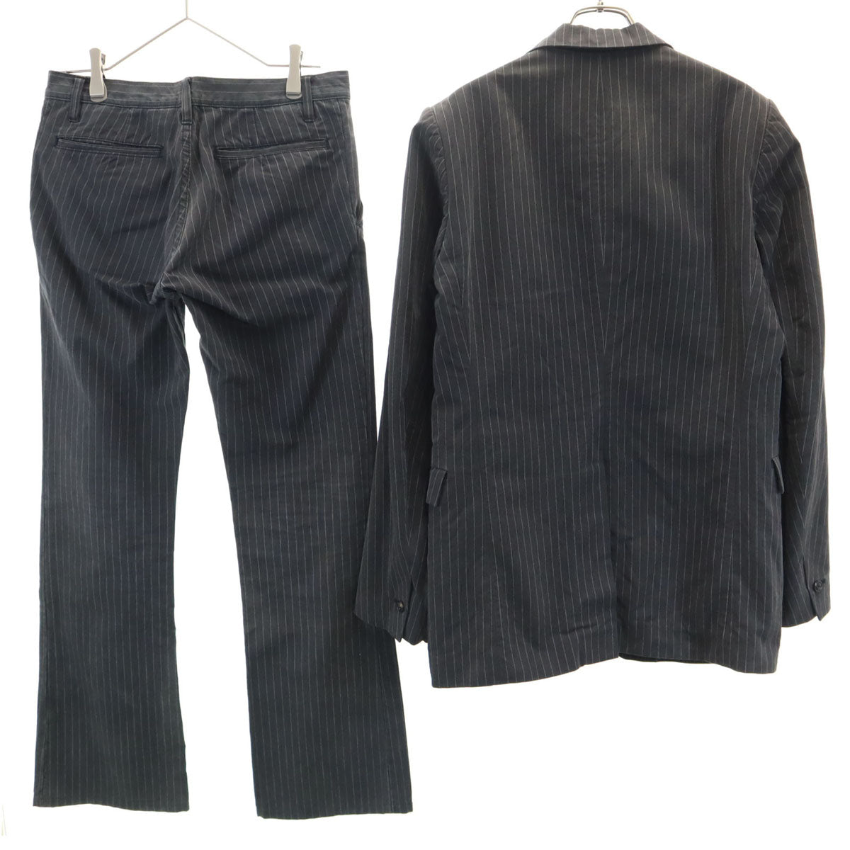 ATTACHMENT アタッチメント 日本製 ストライプ柄 テーラードジャケット 上下 セットアップ 2/1 チャコールグレー メンズ