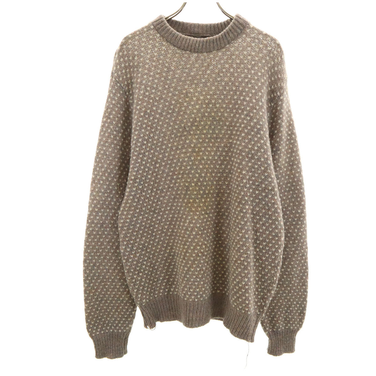 80s ヴィンテージ USA製 長袖 モックネック バーズアイ ニット L グレー メンズ