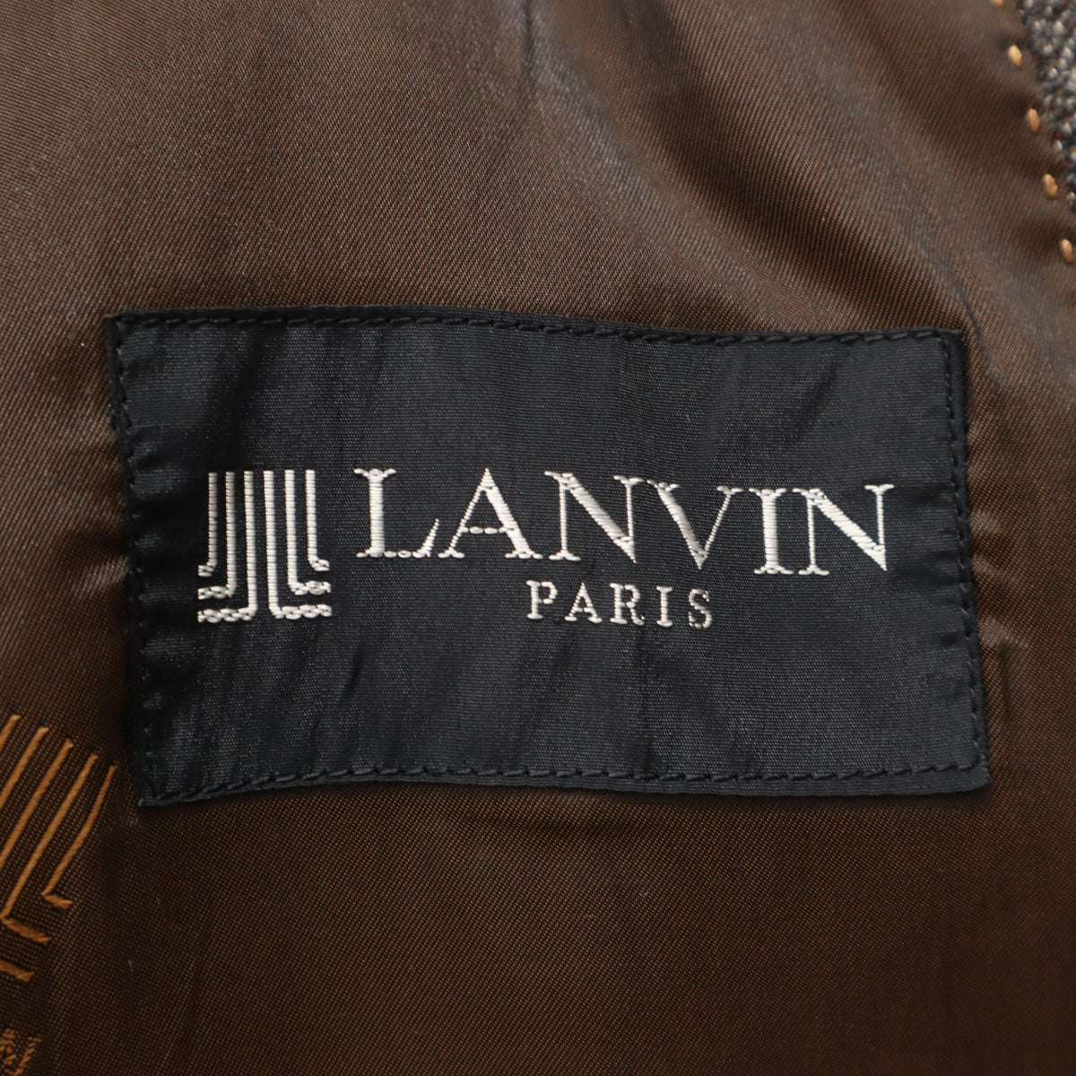LANVIN ランバン 90s オールド スーツ 上下 セットアップ H50-26 チャコールブラウン 3ピース メンズ