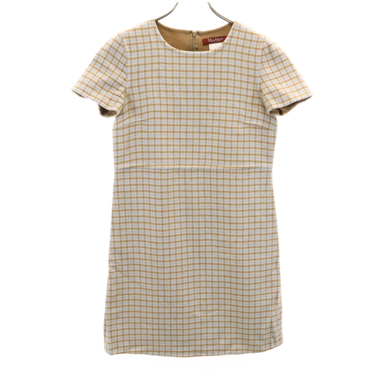 MAXMARA STUDIO マックスマーラステュディオ チェック柄 半袖 ワンピース 36 ベージュ レディース