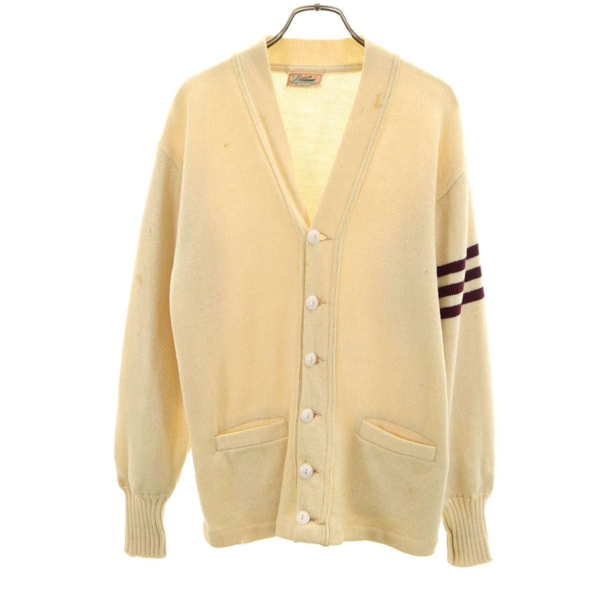 50s ヴィンテージ 長袖 レタード カーディガン ベージュ メンズ