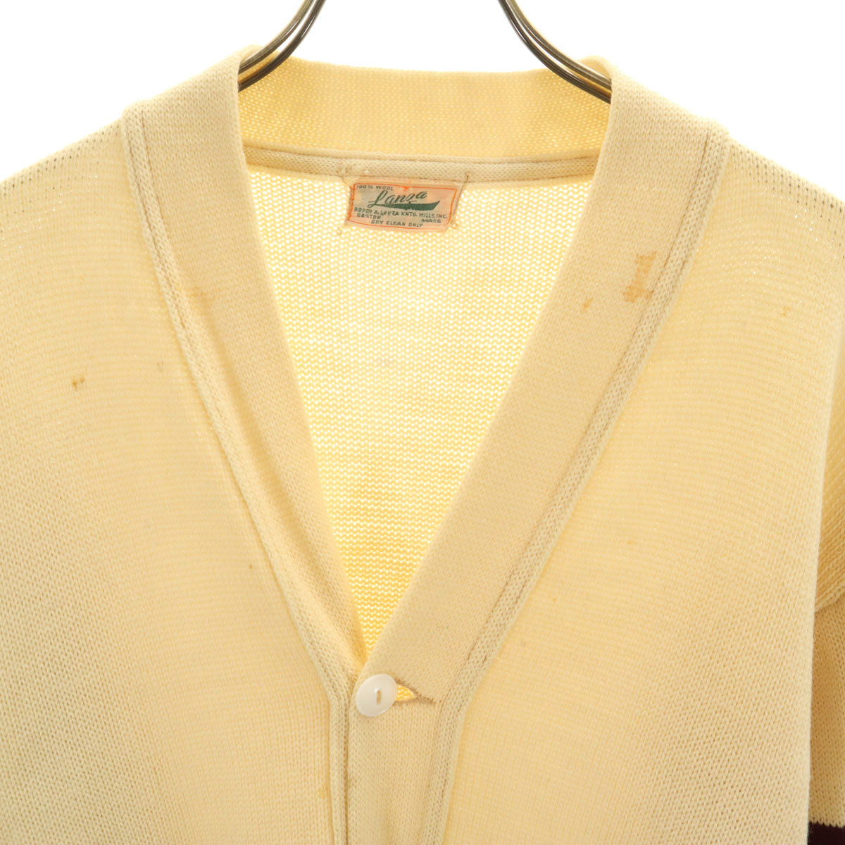 50s ヴィンテージ 長袖 レタード カーディガン ベージュ メンズ