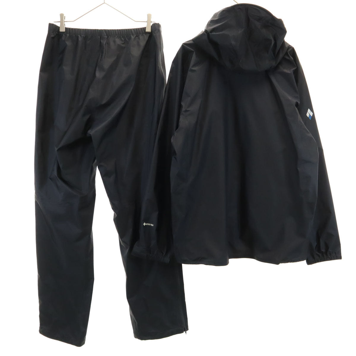 mont-bell モンベル ストームクルーザー レインジャケット 上下 セットアップ L ブラック アウトドア 収納袋付き メンズ