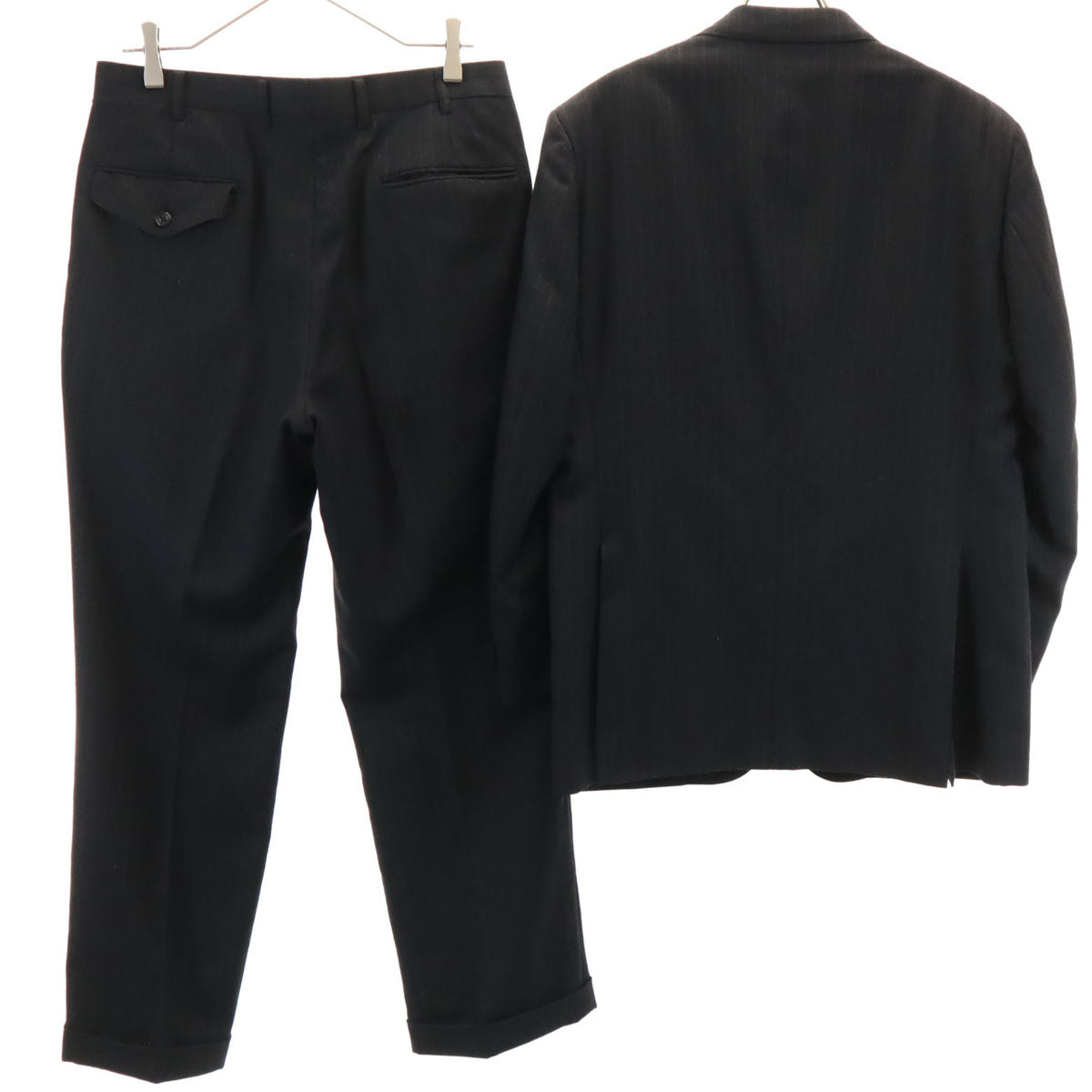 CHAPS チャップス ストライプ柄 スーツ 上下 セットアップ AB4 チャコールグレー メンズ