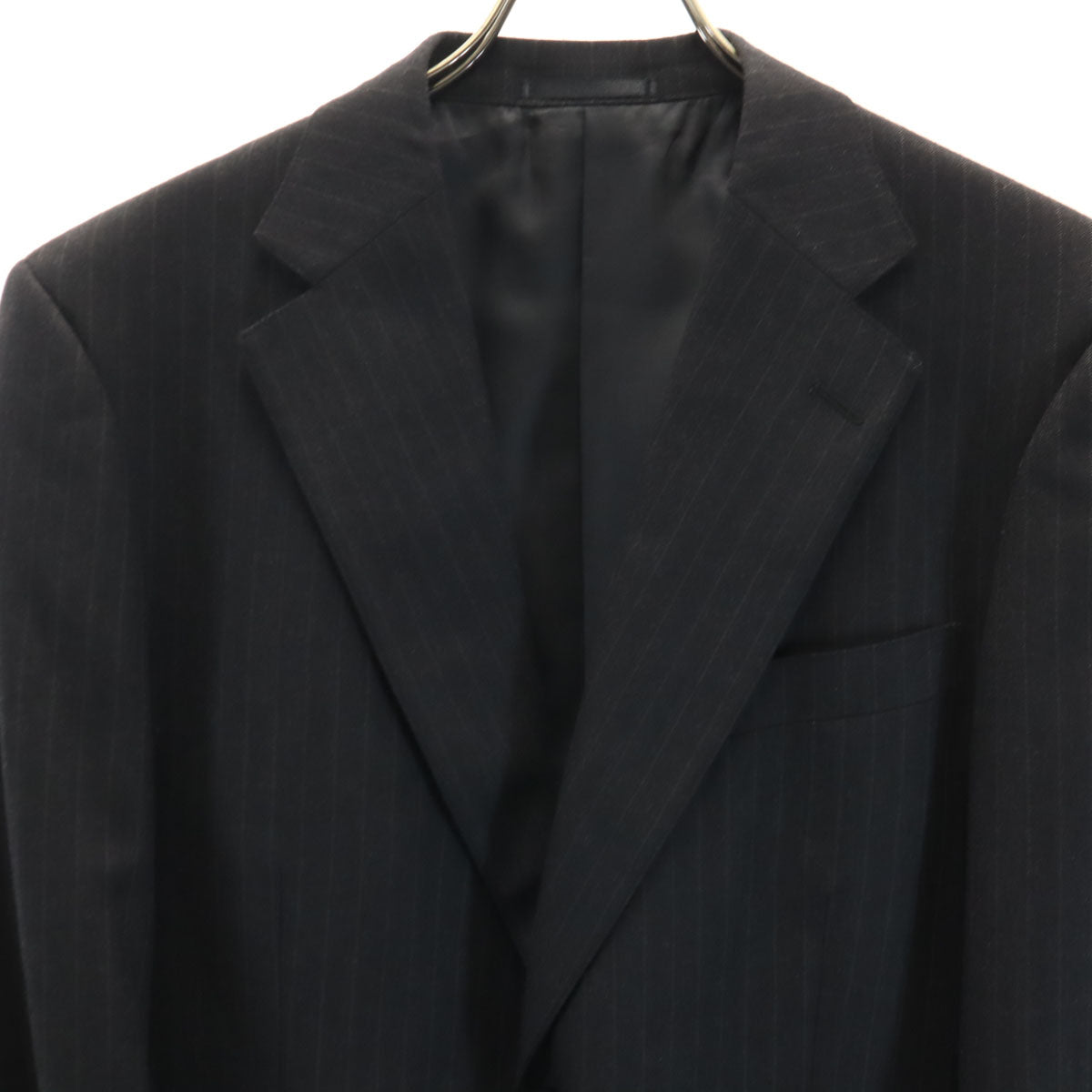 CHAPS チャップス ストライプ柄 スーツ 上下 セットアップ AB4 チャコールグレー メンズ