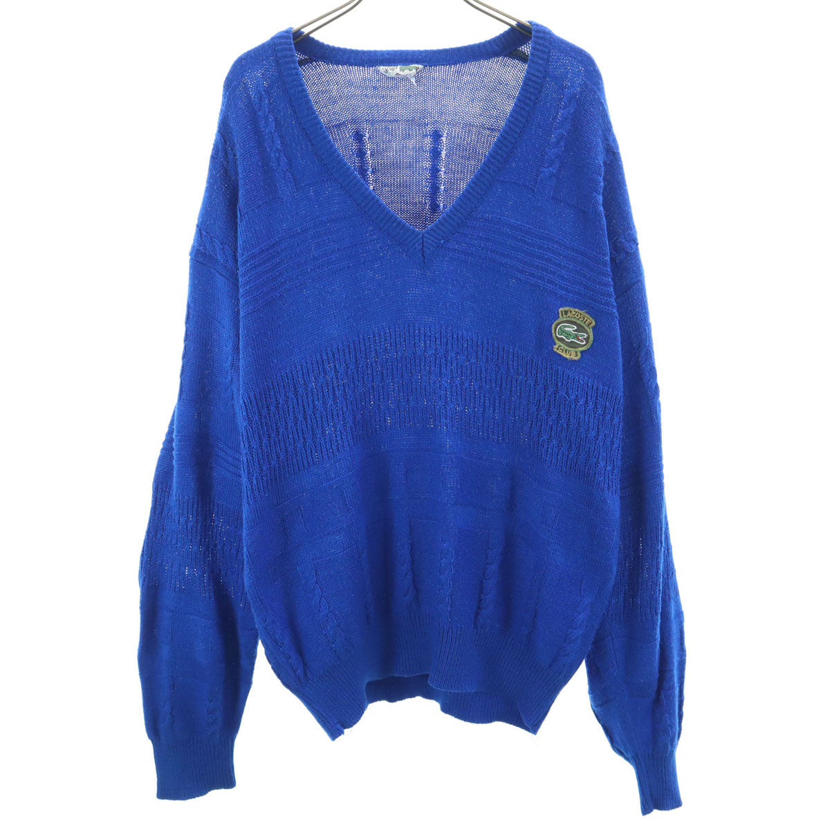 CHEMISE LACOSTE シュミーズラコステ 70s 80s ヴィンテージ フランス製 長袖 Vネック セーター M ブルー フレンチラコステ メンズ