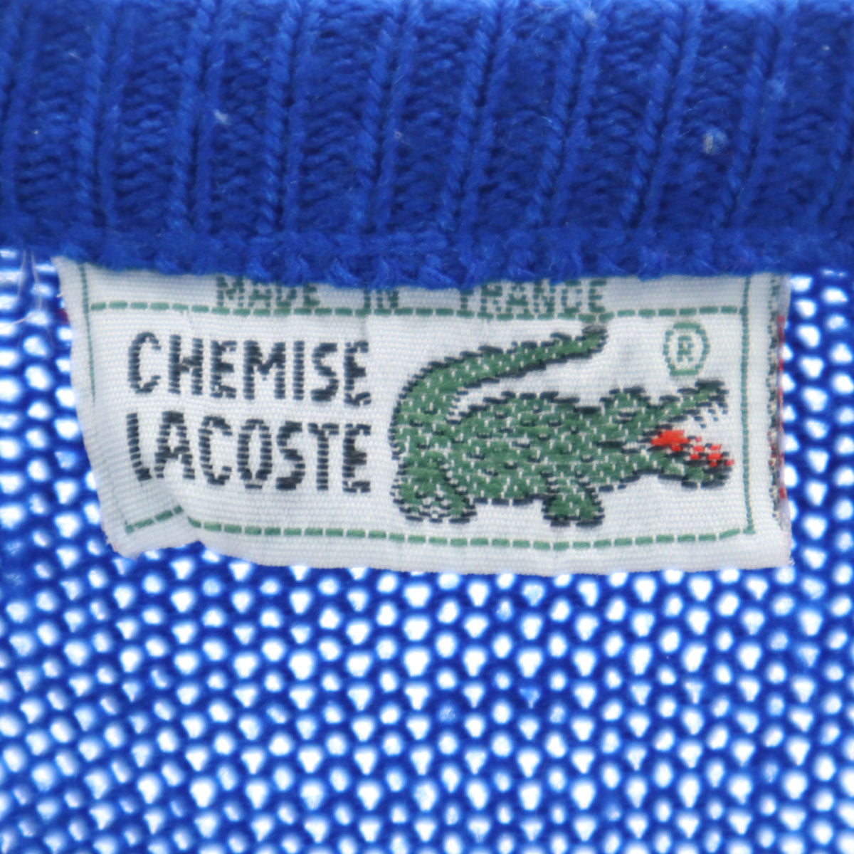 CHEMISE LACOSTE シュミーズラコステ 70s 80s ヴィンテージ フランス製 長袖 Vネック セーター M ブルー フレンチラコステ メンズ